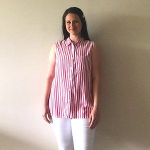 Striped Sleeveless Button Down Shirt